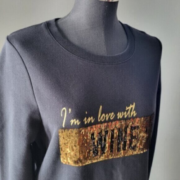 Alison Sheri Organic Cotton Sequined Sweatshirt Size Small - Picture 2 of 13